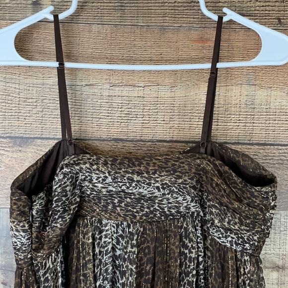 Nicole Miller Leopard Print Sheer Silk Chiffon Spaghetti Strap Dress SZ 6 - Picture 8 of 12